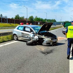 Kolizja na zjeździe na autostradę A4