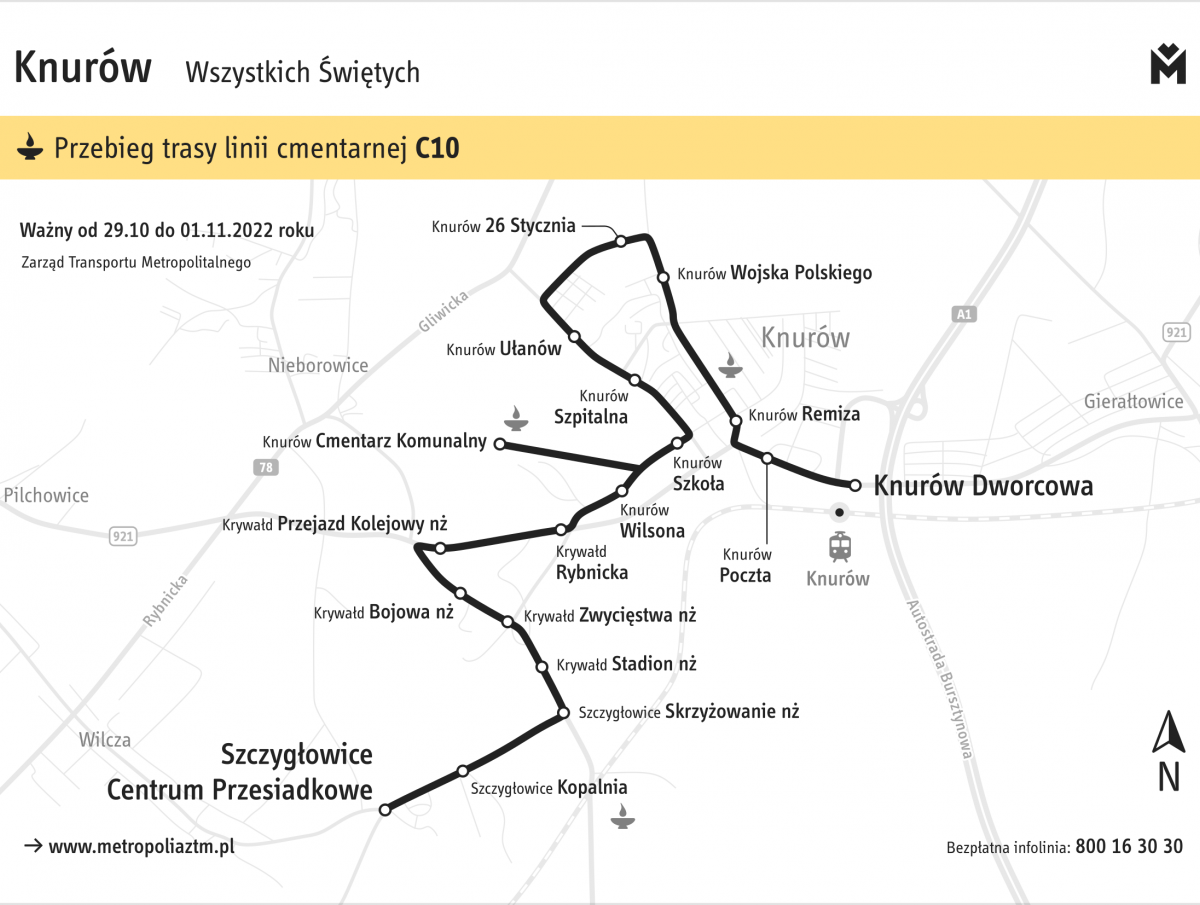 Zarząd Transportu Metropolitalnego ułatwi dojazdy na cmentarze. Największymi udogodnieniami będą specjalne linie autobusowe oraz umożliwienie 1 listopada bezpłatnego korzystania z komunikacji miejskiej.