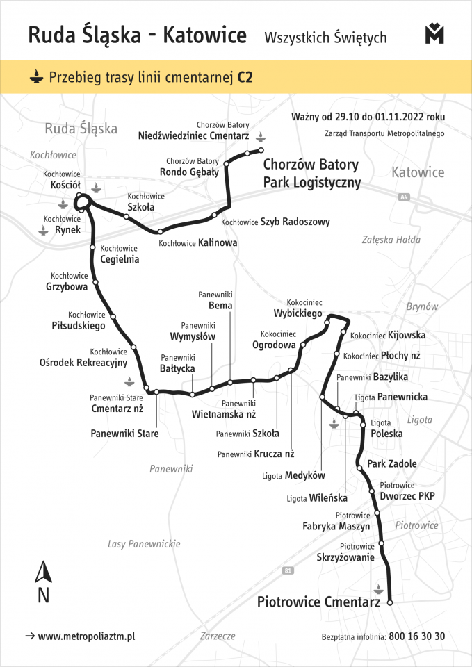 Zarząd Transportu Metropolitalnego ułatwi dojazdy na cmentarze. Największymi udogodnieniami będą specjalne linie autobusowe oraz umożliwienie 1 listopada bezpłatnego korzystania z komunikacji miejskiej.