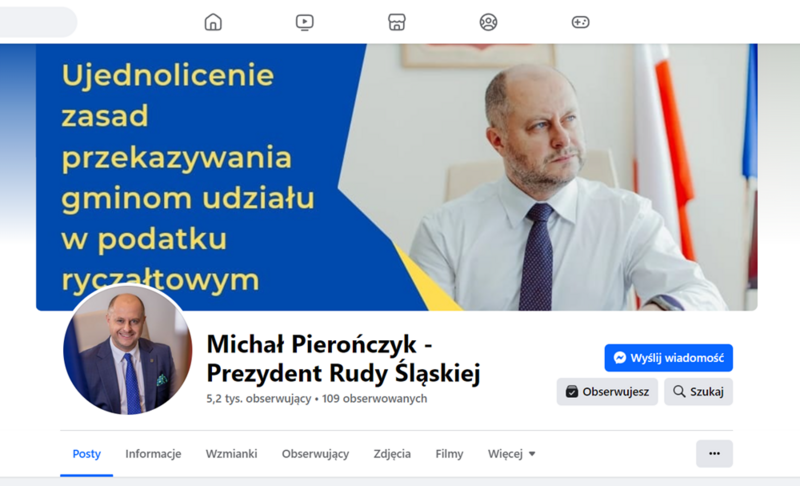 Fanpage prezydenta Rudy Śląskiej został zhakowany