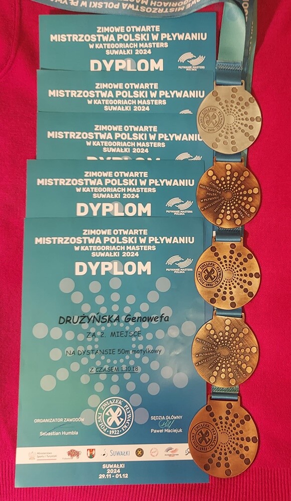 Pani Genowefa Drużyńska to postać niezwykła, której pasja do pływania nie zna granic – mimo że ma 74 lata, wciąż bierze udział w zawodach pływackich, osiągając znaczące wyniki.