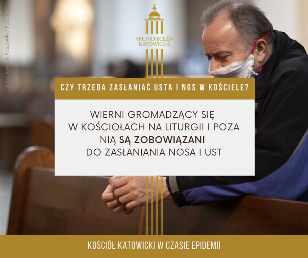 Od wczoraj (20 kwietnia) zmieniła się liczba osób, która będzie mogła przebywać w kościele. Do tej pory było to maksymalnie pięć osób oraz obsługa liturgiczna. Teraz może to być 1 osoba na 15 metrów kwadratowych powierzchni.