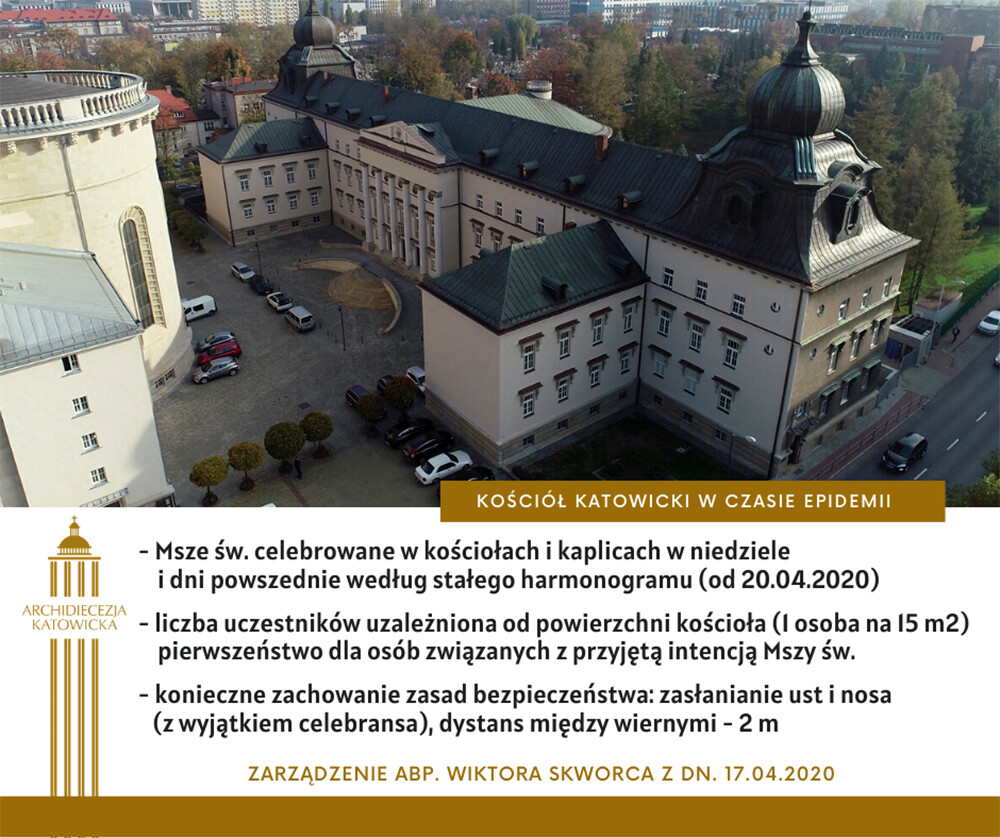 Od wczoraj (20 kwietnia) zmieniła się liczba osób, która będzie mogła przebywać w kościele. Do tej pory było to maksymalnie pięć osób oraz obsługa liturgiczna. Teraz może to być 1 osoba na 15 metrów kwadratowych powierzchni.