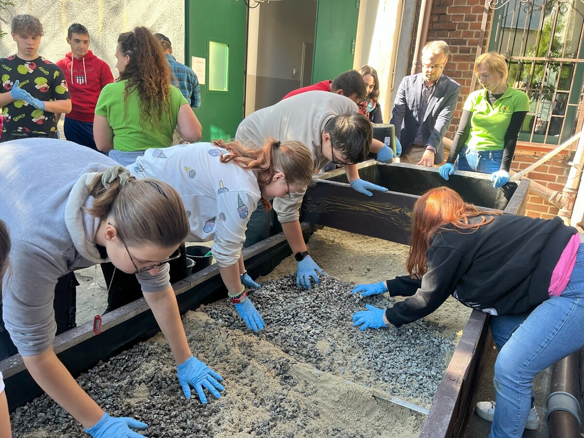 Ogród deszczowy w Zespole Szkół nr 7 w Rudzie Śląskiej. / fot. ZS nr 7