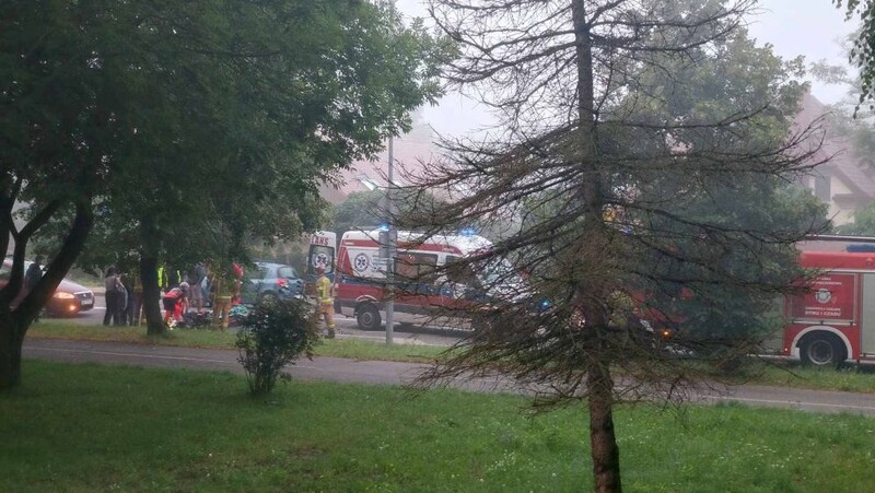 Potrącenie pieszego na skrzyżowaniu ulic Krasickiego i Korfantego