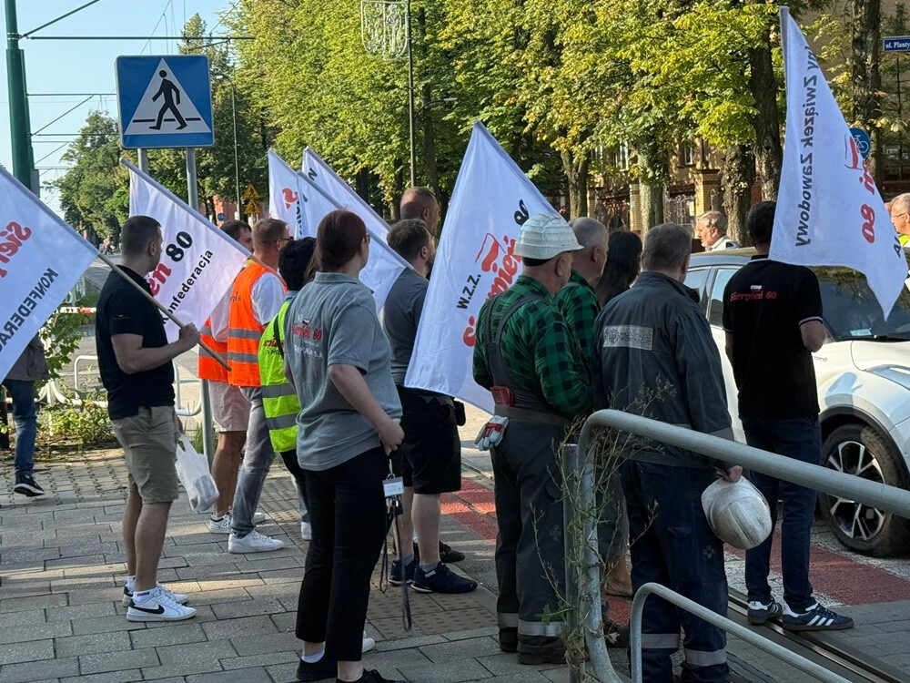Protest hutników w Nowym Bytomiu.