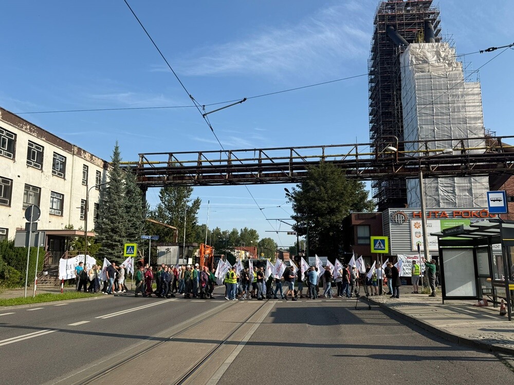 Protest hutników w Nowym Bytomiu.
