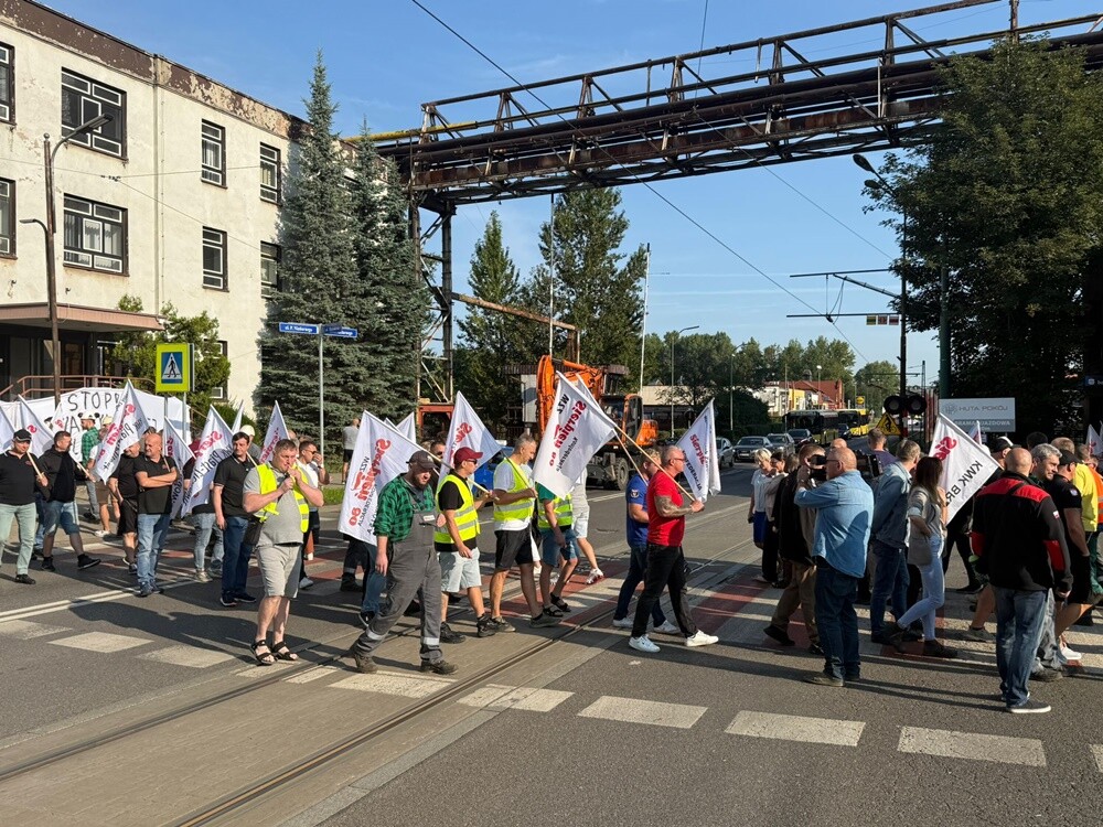 Protest hutników w Nowym Bytomiu.