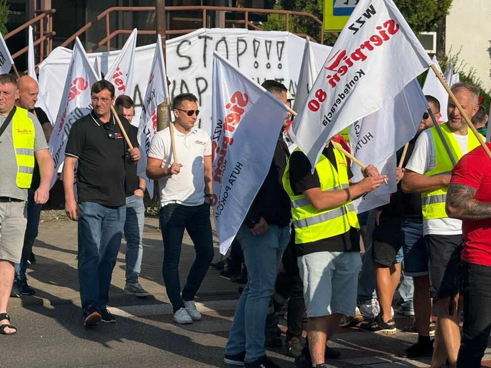 Protest hutników w Nowym Bytomiu.