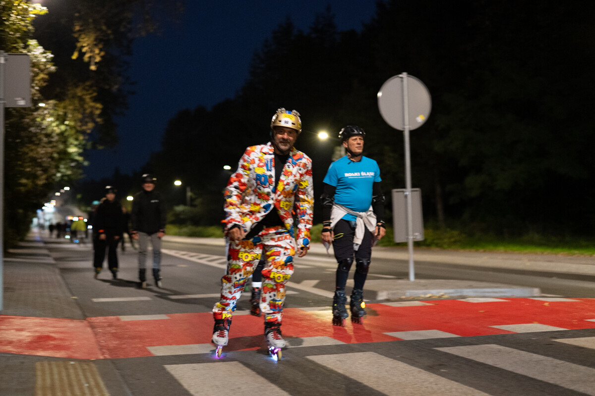 Rolkarze podbili Rudę Śląską! Nocny przejazd pełen świateł i muzyki. / fot. Marek Faber
