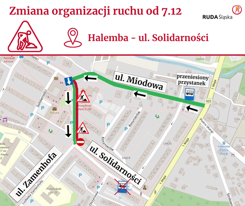Uwaga kierowcy! Od 27.12 zmiana organizacji ruchu na ul. Solidarności!