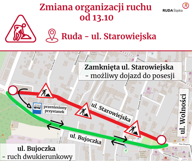 Uwaga kierowcy! Od czwartku zamknięta ul. Starowiejska